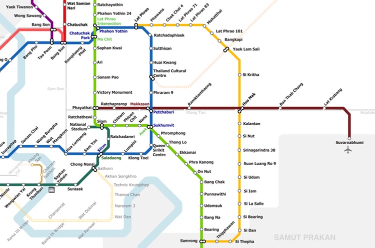 Airport Rail Link Map Airport Rail Link Bangkok   Ticket price, route & time table