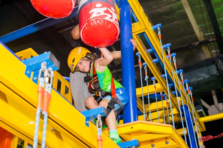 A child climbing at the rope park