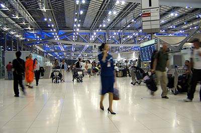 Inside the airport terminal